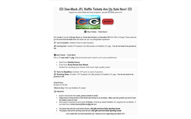 2025 Raffle tickets for sale